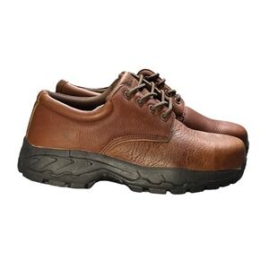 NIB SRMax Burke Men's 7.5 Brown Leather Composite Toe Slip Resistant Work Shoes